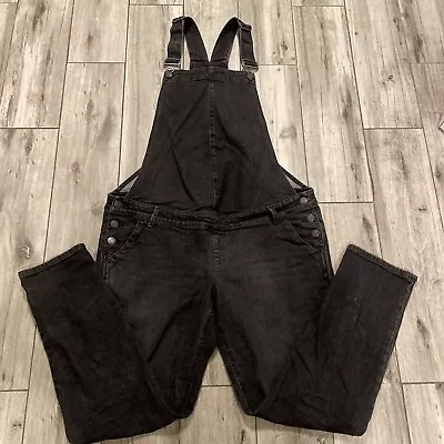 Gap Overalls Womens Maternity Medium Black Denim Bib Jeans Pockets Stretch 36x28 • $21.50