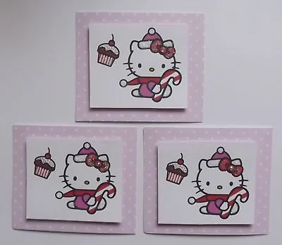 3 Xmas Kitty Candy Canes  Embellishment Toppers 4 Cards • £1.25