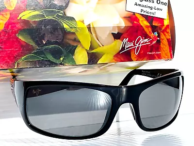 NEW Maui Jim PEAHI Gloss Black POLARIZED Grey GLASS Lens Sunglass 202-02 • $244.86