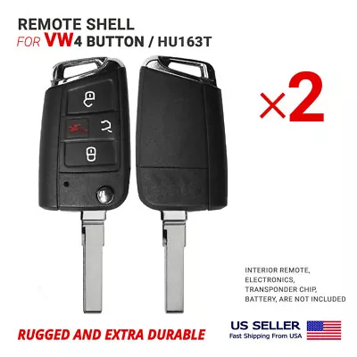 2X Flip Remote Key Shell For VW 4 Button With Flip Blade HU163T HU66 • $16.95