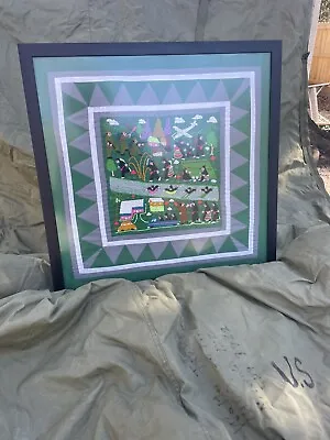 Framed Hmong Paj Ntaub Story Cloth Crewel Cartographic Quilt Vietnam War Art • $350