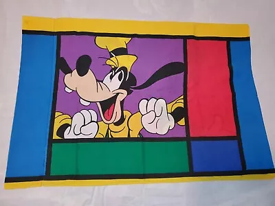 VTG Disney Mickey Mouse & Goofy Multicolor Double Sided Pillowcase USA Fabric • $10.95