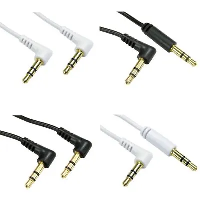 Right Angled Aux Headphone Cable Audio Lead 3.5mm Jack Male To Male For PC Car • £3.29