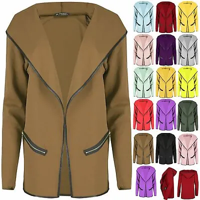 £8.49 • Buy Womens Hoodies Ladies Cardigan Zip Pocket Open Front Stretchy Blazer Coat Jacket