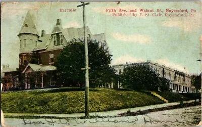 1910. Royersfordpa. 5th Ave & Walnut St. Postcard U24 • $7.95