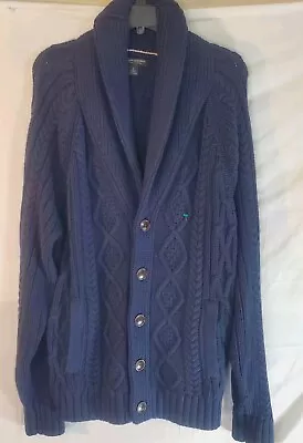 Banana Republuc Men's Large Blue Shawl Collar Thick Sweater Cardigan  • $21.23