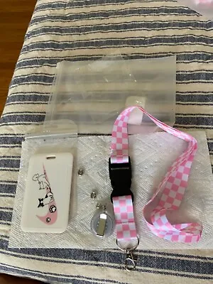Nike Lanyard Neck Detachable ID Badge Keychain Holder Pink/White Cats • $6.50