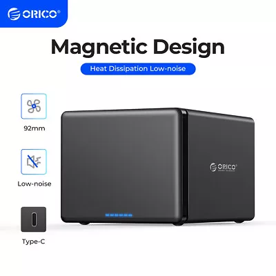 ORICO 5Bay 3.5in USB C/USB3.0 External Hard Drive Enclosure Magnetic Up Tp 80TB • $296.99