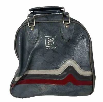 Brunswick Bowling Ball Bag Single Ball Gray Wave Metal Rack Vtg • $17.95