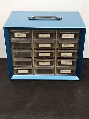 Vintage 15 Drawer Metal Akro-Mills Small Parts Storage Organizer Cabinet Bins • $33.88