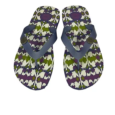 Ugg Australia Blue Purlpe Green Ikat Rubber Flip Flop Sandals Sz 7 • $14.97