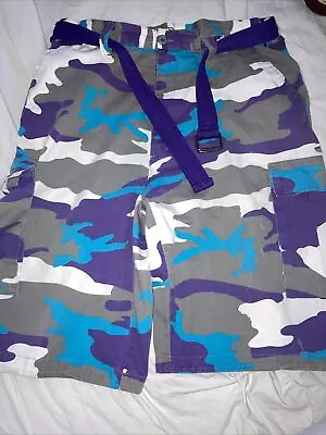 Mens Regal Wear Colored Camo Shorts Size 40 Loose Fit Belted • $14.88