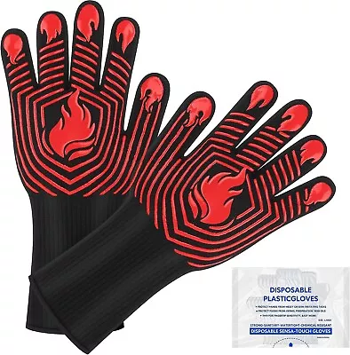 BBQ Gloves 1472°F Heat Resistant Gloves Fireproof Mitts Grilling Long Gloves • $19.99