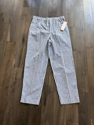 NWT Striped Pajama Lounge Pants VINTAGE Blue & White 100% Cotton Unisex Size L • $23