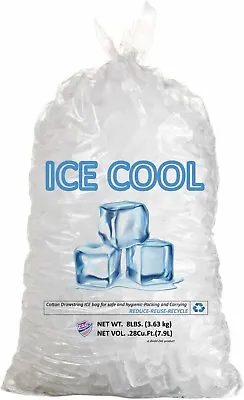 ICE Bags With Drawstring Closure Portable Storage Heavy Duty 8 Lb. 100 Count • $18.99