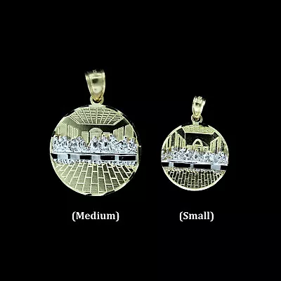 Real 10K Yellow Gold Diamond Cut Round Jesus Last Supper Charm Pendant - 2 Sizes • $119.99