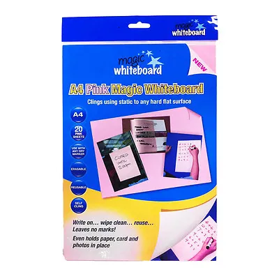 £10.99 • Buy Magic Whiteboard A4 Whiteboard Sheets - Pink -  Wipe Clean And Reuse! 29 X 21 Cm
