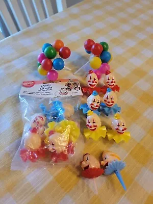 Vintage Clown Cake Cupcake Toppers Decorations Balloons Birthday Circus • $15