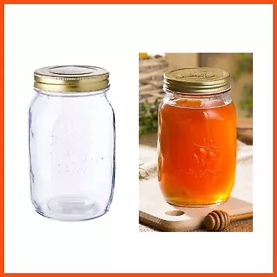 LARGE Wide Mouth GLASS PRESERVING JARS 1000ml  Glass Honey Pot Canning Mason JAR • $234.95