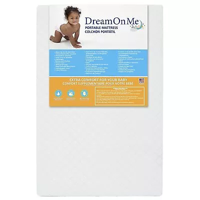 Dream On Me Sunset 3  Portable Crib Mini Mattress Extra Firm Fiber Waterproof • $45.99
