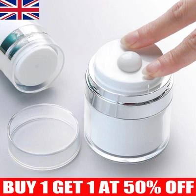 £6.19 • Buy Airless Pump Jar Empty Acrylic Cream Bottle Refillable Cosmetic Container PK