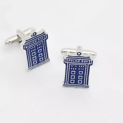 Doctor Who TARDIS Police Box Cufflinks Wedding + Free Bag FAST & FREE DELIVERY  • £8.99