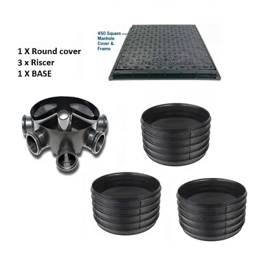 Amazon Civils 450mm Inspection Chamber Manhole  Base 3 Riser SQ Cover & Frame  • £96.99