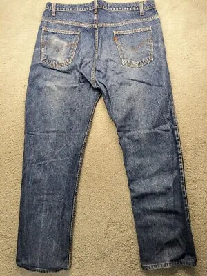 Vintage Levi's 505 Orange Tab Denim Blue Jeans Adult Size 38x32 USA Made • $29.99