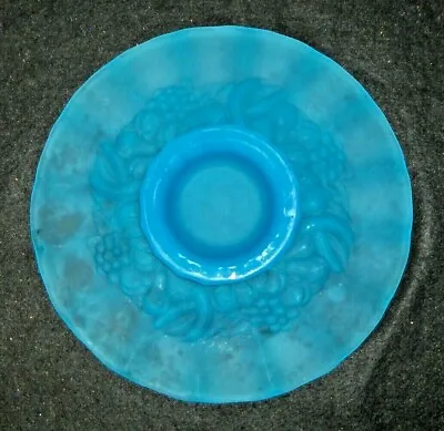 $15 • Buy Vintage Indiana Glass  Garland  Frosted Turquoise Footed Cake Plate/Serving Tray