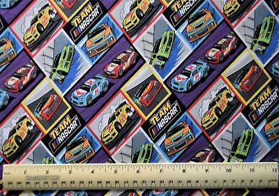 Camelot Fabrics Team Nascar Collage Race Cars Blocks By The 1/2 Yd Cotton Fabric • $5.49