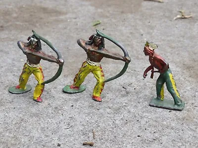 3x Rare Vintage Lead Figures Native Americans / Red Indians Bow • £10