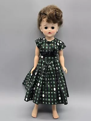 Vintage 1957 Vogue Jill Walker Brunette Doll W/ Black & Green Polka Dot Dress • $49.99