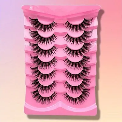 7 Pairs Cat Eye Lashes Fluffy Cluster Faux Mink False Eyelashes Natural Curling • £3.95