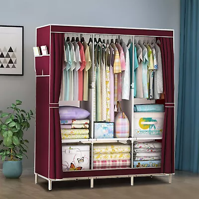 Portable Clothes Closet Clothes Wardrobe Storage Cabinet Organiser With Shelf AU • $32.99