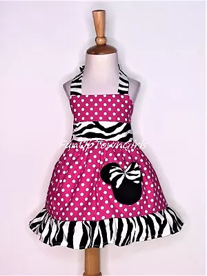 Minnie Mouse Hot Pink And Zebra Halter Dress Minnie Mouse Polka Dot Dress • $38