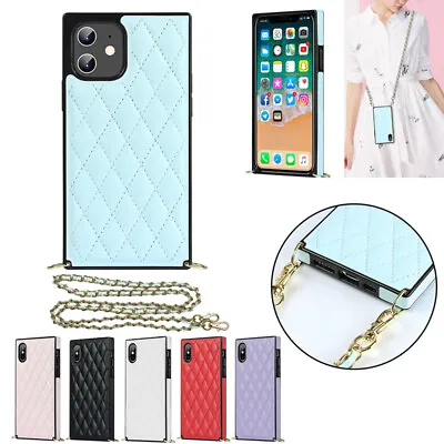 $11.99 • Buy Slim Leather Case Lanyard Cover For IPhone 14 Plus 13 12 11 Pro Max XR XS SE 7 8