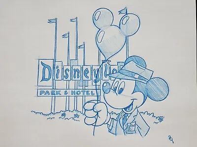 Disney Parks Disneyland Vintage Sign Mickey Mouse Drawing/sketch Signed • $40