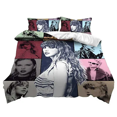 3D Singer Taylor Swift Bedding Set Duvet Cover Pillowcase Single Double UK Size • £20.99