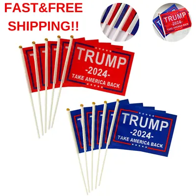 Trump 2024 Flag Take America Back Flags Small Mini Stick Flags Banner (24 Pack) • $15.88