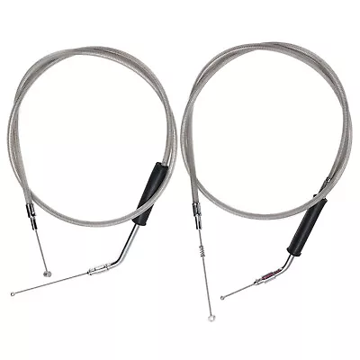 Stainless Braided Throttle And Idle Cable Set For Harley 99-06 Dyna Street Bob • $52.99