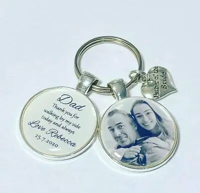 Father Of The Bride Personalised Photo Keyring Father Of Bride Gifts Dad Photo • £9.75