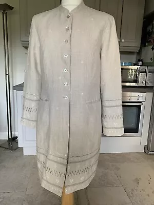 Vintage Monsoon Ladies Nehru Dress Coat Size 12 Lined 100% LINEN • $18.94