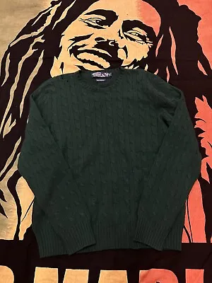 $24.99 • Buy Vintage Polo Ralph Lauren 100% Cashmere Cable Knit Crew Neck Sweater Mens Sz L