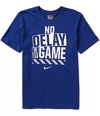 NIKE Men's NO DELAY IN MY GAME Di-FIT Cotton Tee *ROYAL/GREY/WHITE - L XL* NWT • $17.95