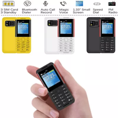 Mini Triple Sim Mobile Phone 1.3in Small Screen Bluetooth Dial Magic Voice Phone • $18.49