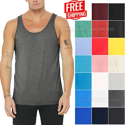 Mens Soft Ringspun Cotton Jersey Tank Top Sleeveless Tee XS-2XL MANY COLORS NEW! • $14.99