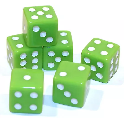 New Set Of 6 Opaque 16mm Dice - 5/8  Game Dice - Lime Green • $9.95