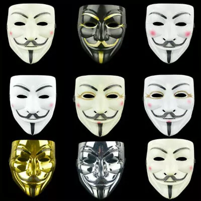 Anonymous Hacker V For Vendetta Guy Fawkes Fancy Dress Face Mask Cosplay Costume • £12.59