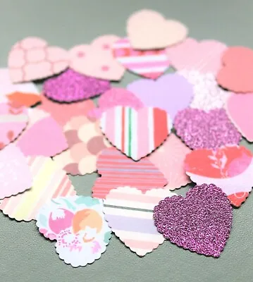 PINK CARD HEARTS CRAFT CARD MAKING SHAPES LOVE HEARTS SCRAPBOOK X 50 • £1.45