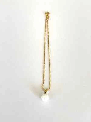 Vintage Italian Solid 14k Yellow Gold Pearl Thin Dainty Twist Chain Bracelet 7  • £99.15